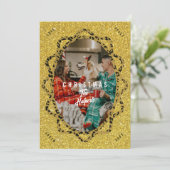 Boho Cheetah & Glitzer Oval Foto Weihnachten (Stehend Vorderseite)