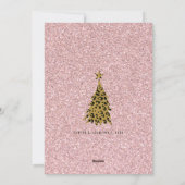 Boho Cheetah & Rose Glitzer Oval Foto Weihnachten (Rückseite)