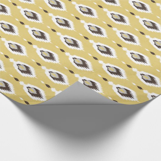 Boho chelgelbe Ikat-Tribal-Muster Monogramm Geschenkpapier (Ecke)