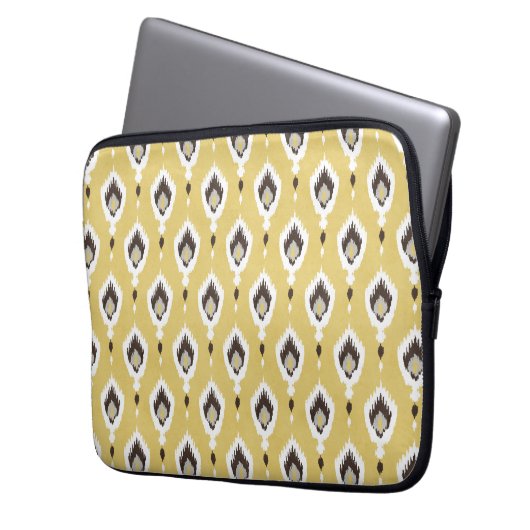 Boho chelgelbe Ikat-Tribal-Muster Monogramm Laptopschutzhülle (Vorderseite Links)