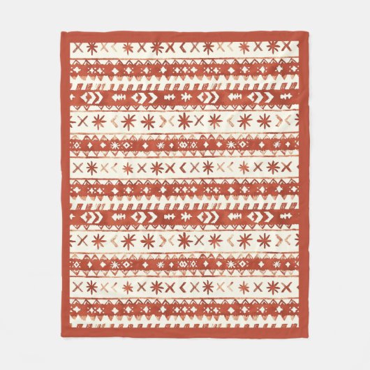 Boho Chestnut Red Abstrakt Doodles Fleecedecke (Vorderseite)