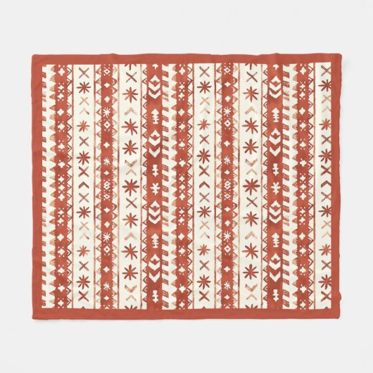 Boho Chestnut Red Abstrakt Doodles Fleecedecke (Vorderseite (Horizontal))