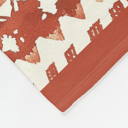 Boho Chestnut Red Abstrakt Doodles Fleecedecke (Ecke)