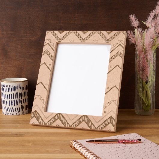 Boho Chevron Pattern Sage Geometric Wood Pri Geätzte Rahmen (Links)