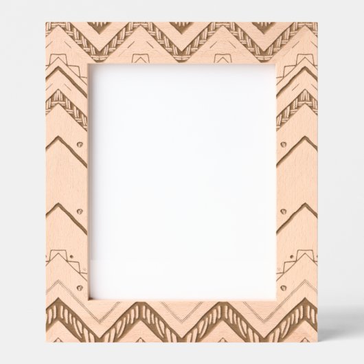 Boho Chevron Pattern Sage Geometric Wood Pri Geätzte Rahmen (Vorderseite)