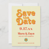 Boho Chic 70's Retro Save the Date Ankündigung (Vorderseite)