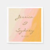 Boho Chic Abstrakt Watercolor Rosa Gelbe Hochzeit Serviette (Vorderseite)