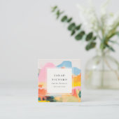 Boho-Chic-Abstraktes Berglandschaft- QR-Code Quadratische Visitenkarte (Stehend Vorderseite)