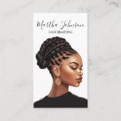 Boho Chic Afro American Braids Braiding QR Code Visitenkarte (Vorderseite)