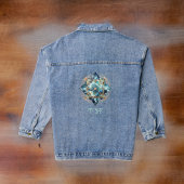 Boho Chic Aqua Aquamarin und Blue Mandala mit Init Jeansjacke