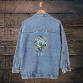 Boho Chic Aqua Aquamarin und Blue Mandala mit Init Jeansjacke