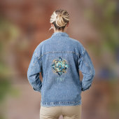 Boho Chic Aqua Aquamarin und Blue Mandala mit Init Jeansjacke