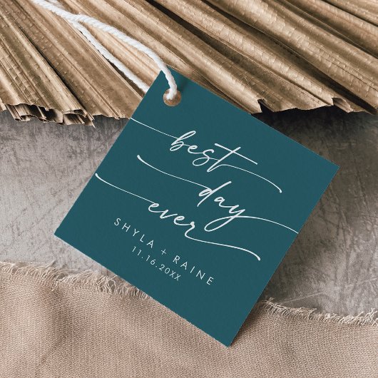 Boho Chic Aquamarin Blue Best Day Ever Wedding Geschenkanhänger