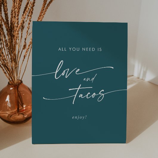 Boho Chic Aquamarin Blue Liebe Taco Bar Wedding Sockelschild