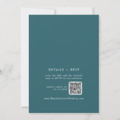 Boho Chic Aquamarin Blue Monogram QR Code Wedding Einladung (Rückseite)