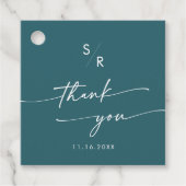 Boho Chic Aquamarin Blue Monogram Vielen Dank Geschenkanhänger (Vorderseite)