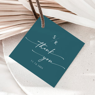 Boho Chic Aquamarin Blue Monogram Vielen Dank Geschenkanhänger