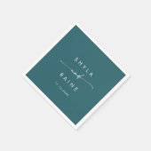 Boho Chic Aquamarin Blue Monogram Wedding Napkins Serviette (Ecke)
