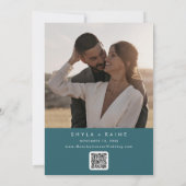 Boho Chic Aquamarin Blue QR Code Foto Calendar Save The Date (Rückseite)