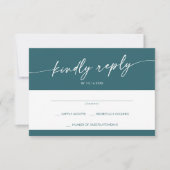 Boho Chic Aquamarin Blue Simple Wedding RSVP Karte (Vorderseite)