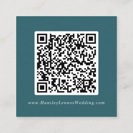 Boho Chic Aquamarin Blue Wedding QR Code Details Begleitkarte (Rückseite)