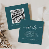 Boho Chic Aquamarin Blue Wedding QR Code Details Begleitkarte