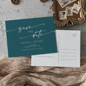 Boho Chic Aquamarin Blue Wedding Save the Date Einladungspostkarte
