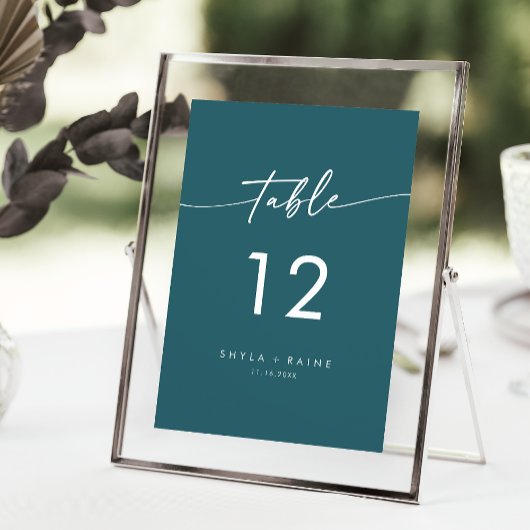 Boho Chic Aquamarin Blue Wedding Tischnummern