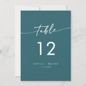 Boho Chic Aquamarin Blue Wedding Tischnummern (Rückseite)