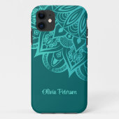 Boho Chic Aquamarin und Türkis Mandala Case-Mate iPhone Hülle (Rückseite)