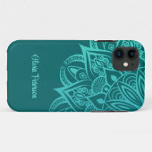 Boho Chic Aquamarin und Türkis Mandala Case-Mate iPhone Hülle (Rückseite (Horizontal))