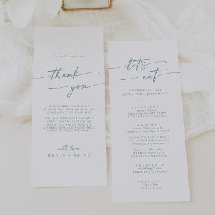 Boho Chic Aquamarin und weiß Danke und Hochzeit Menükarte