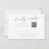Boho Chic Aquamarin- und White Mail-In- und QR-Cod RSVP Karte (Vorderseite)