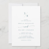 Boho Chic Aquamarin und White Monogram Wedding Einladung (Vorderseite)