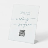 Boho Chic Aquamarin und White QR Code Hochzeitspro Sockelschild (Vorderseite)