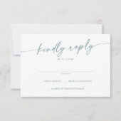 Boho Chic Aquamarin und White Simple Wedding RSVP Karte (Vorderseite)