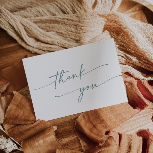 Boho Chic Aquamarin-White-Flat-Hochzeit Dankeskarte