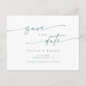 Boho Chic Aquamarine und weiße Hochzeit Speichern  Einladungspostkarte (Vorderseite)