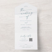 Boho Chic Aquamariner und weißer QR-Code E-Mail be All In One Einladung (Innen Boden)