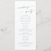 Boho Chic Aquamariner und weißer Tee Hochzeit Programm (Rückseite)