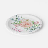 Boho chic, Aquarell-Blume, Blumenpapierplatte Pappteller (Schrägansicht)