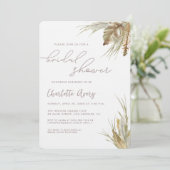 Boho Chic Aquarell Pampas Gras Brautparty Einladung (Stehend Vorderseite)
