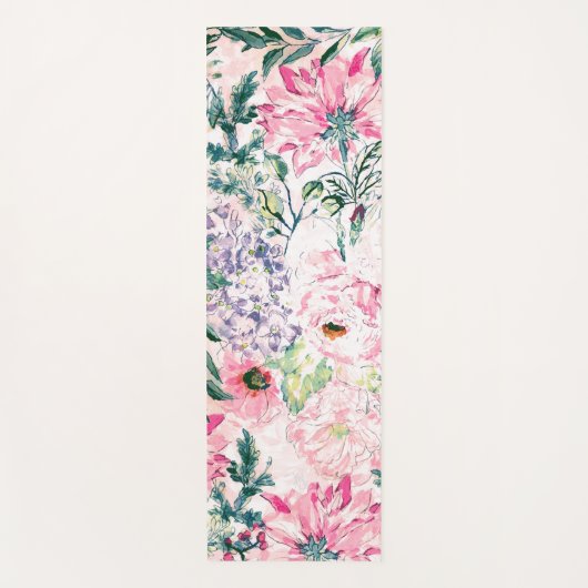 Boho Chic Aquarell Rosa Blumenfarbe Yogamatte (Vorderseite)