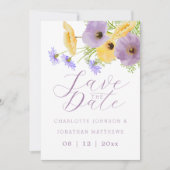Boho Chic Aquarell Wildblumen Foto Hochzeit Save The Date (Vorderseite)