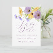 Boho Chic Aquarell Wildblumen Foto Hochzeit Save The Date (Stehend Vorderseite)