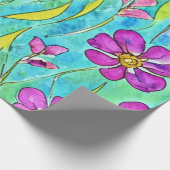 Boho Chic Art Nouveau Watercolor Floral Pattern Geschenkpapier (Ecke)