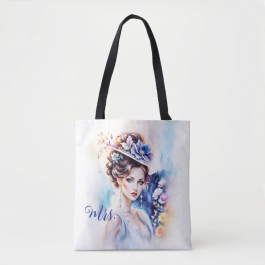 Boho Chic Artistic Watercolor Mrs. Wedding Tasche