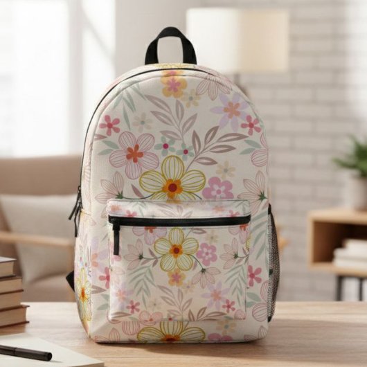 Boho chic backpack, Floral print backpack Bedruckter Rucksack