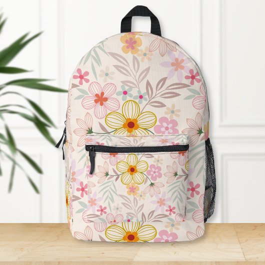 Boho chic backpack, Floral print backpack Bedruckter Rucksack
