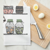 Boho Chic Bauernhaus Dekoration Korallen Pink Grün Geschirrtuch (Viertel Falte)